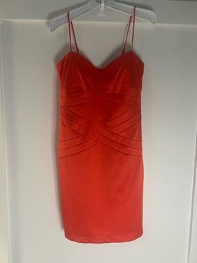 Bisou Bisou Michelle Bohbot Coral Satin Spaghetti-Strap Bodycon Mini Dress